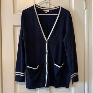 Charter Club navy abs white cardigan